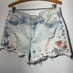 Embroidery 100% Cotton Shorts sz 31 Distressed Jean shorts